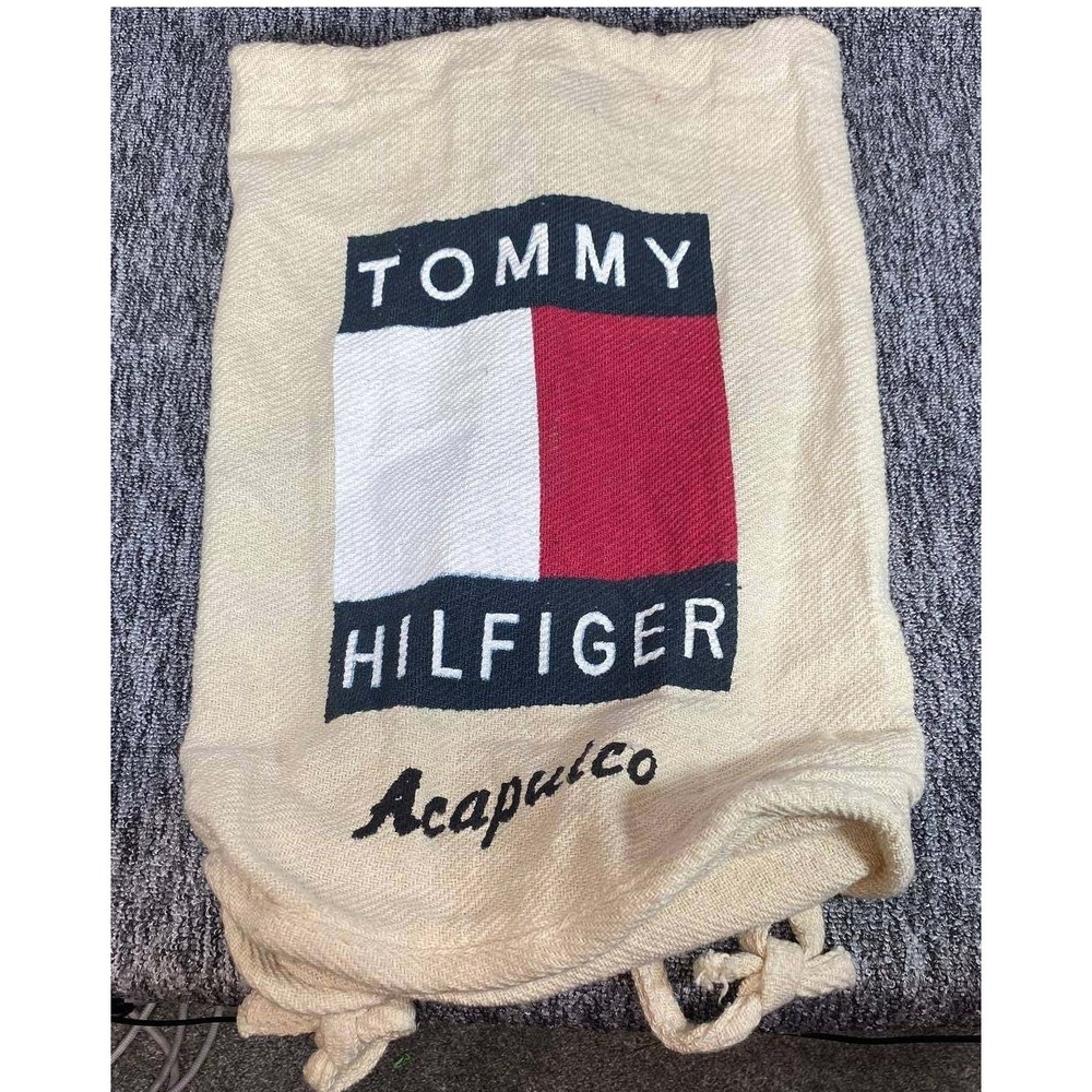 Vintage Tommy Hilfiger Acapulco Drawstring Backpack 90 Spellout Canvas Cinch Bag